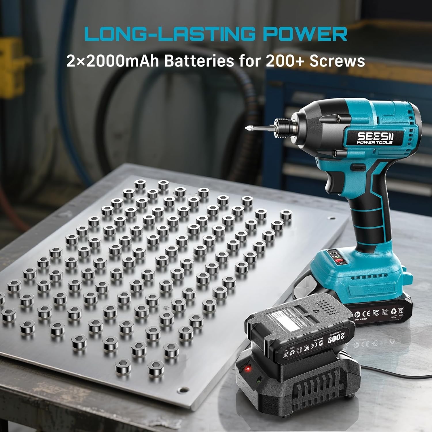 Cordless Drill Driver - Tournevis électrique Seesii 180N.m, perceuse à